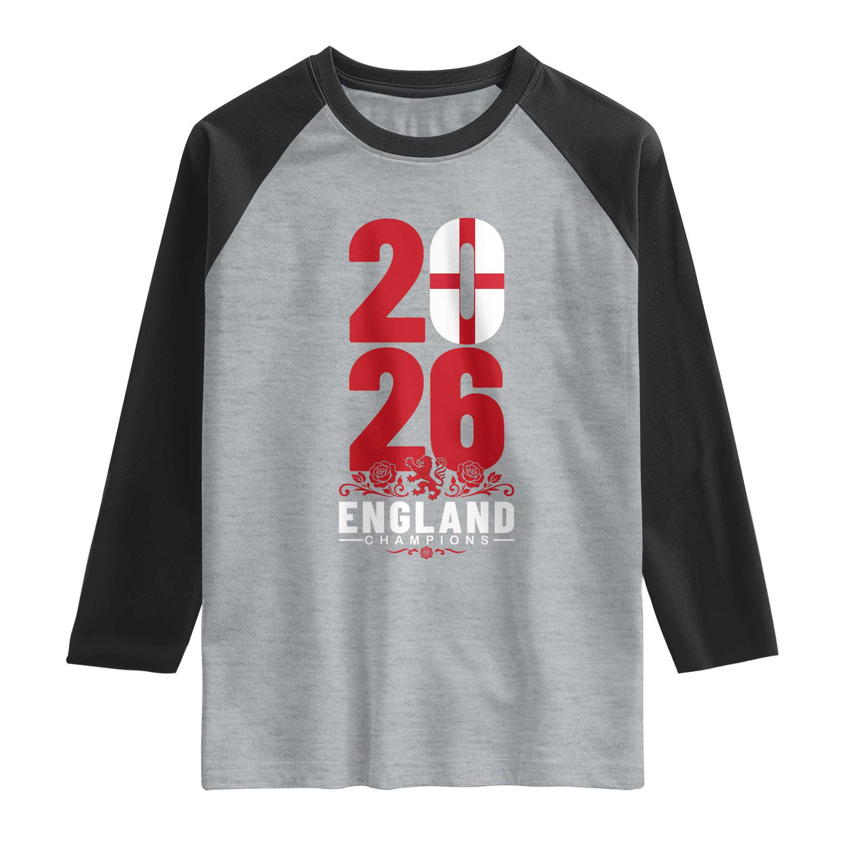 Vintage England Champions Raglan Shirt Football Supporter Graphic TS12 Heather Gray Black Print Your Wear