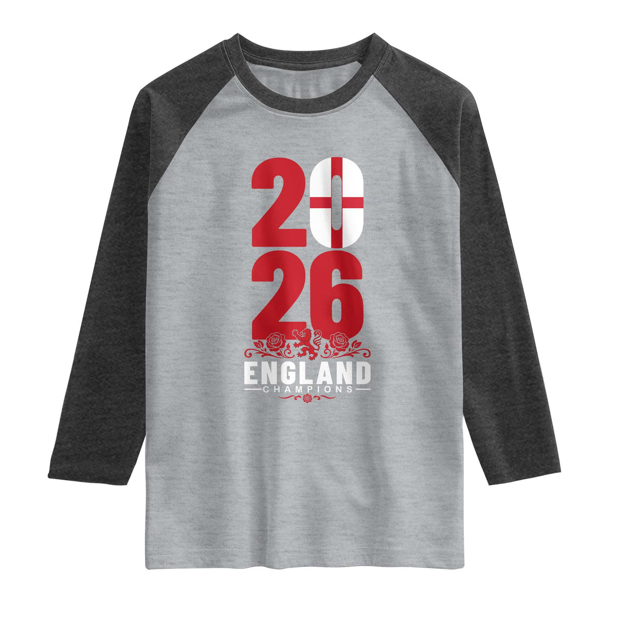 Vintage England Champions Raglan Shirt Football Supporter Graphic TS12 Heather Gray Heather Charcoal Print Your Wear