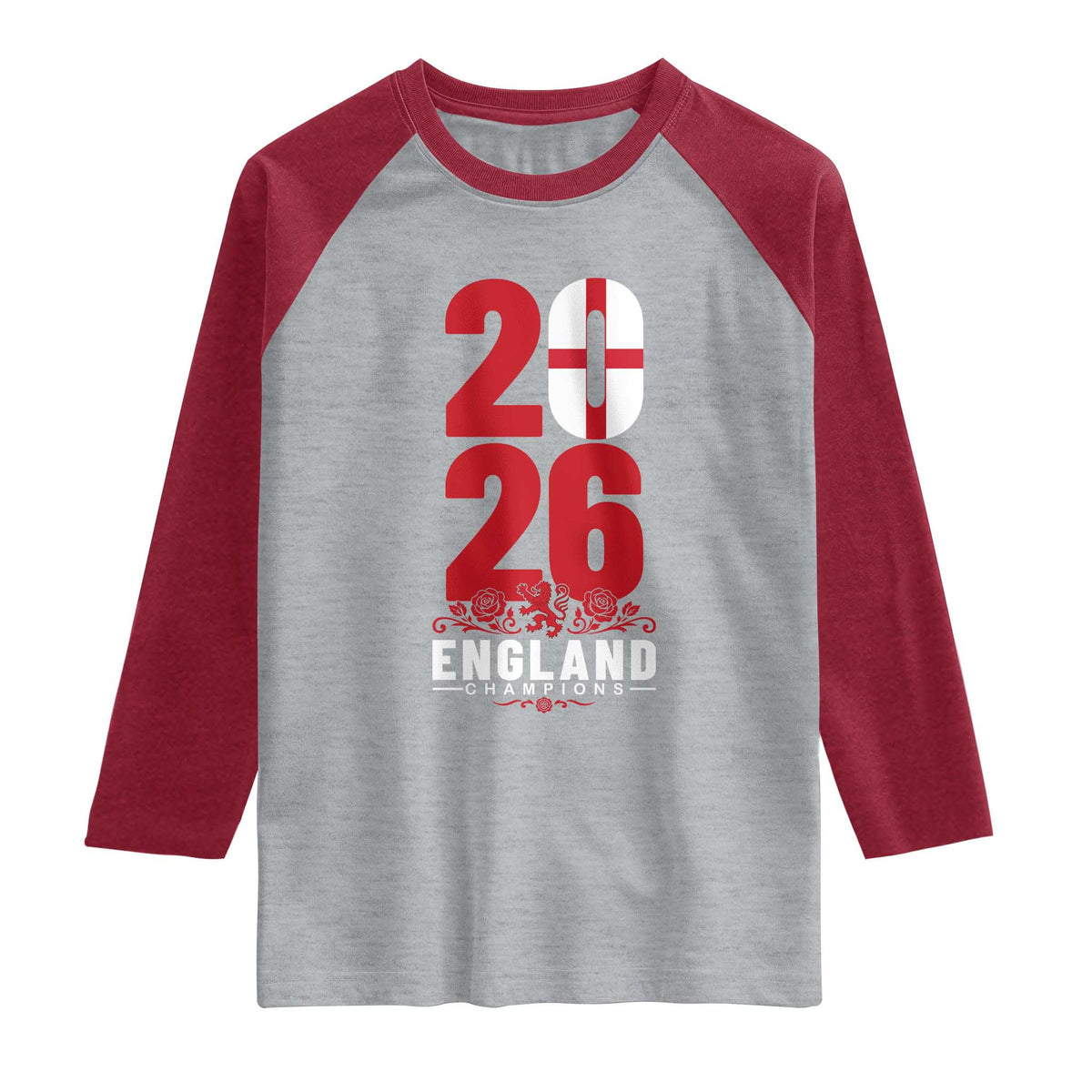 Vintage England Champions Raglan Shirt Football Supporter Graphic TS12 Heather Gray Heather Red Print Your Wear
