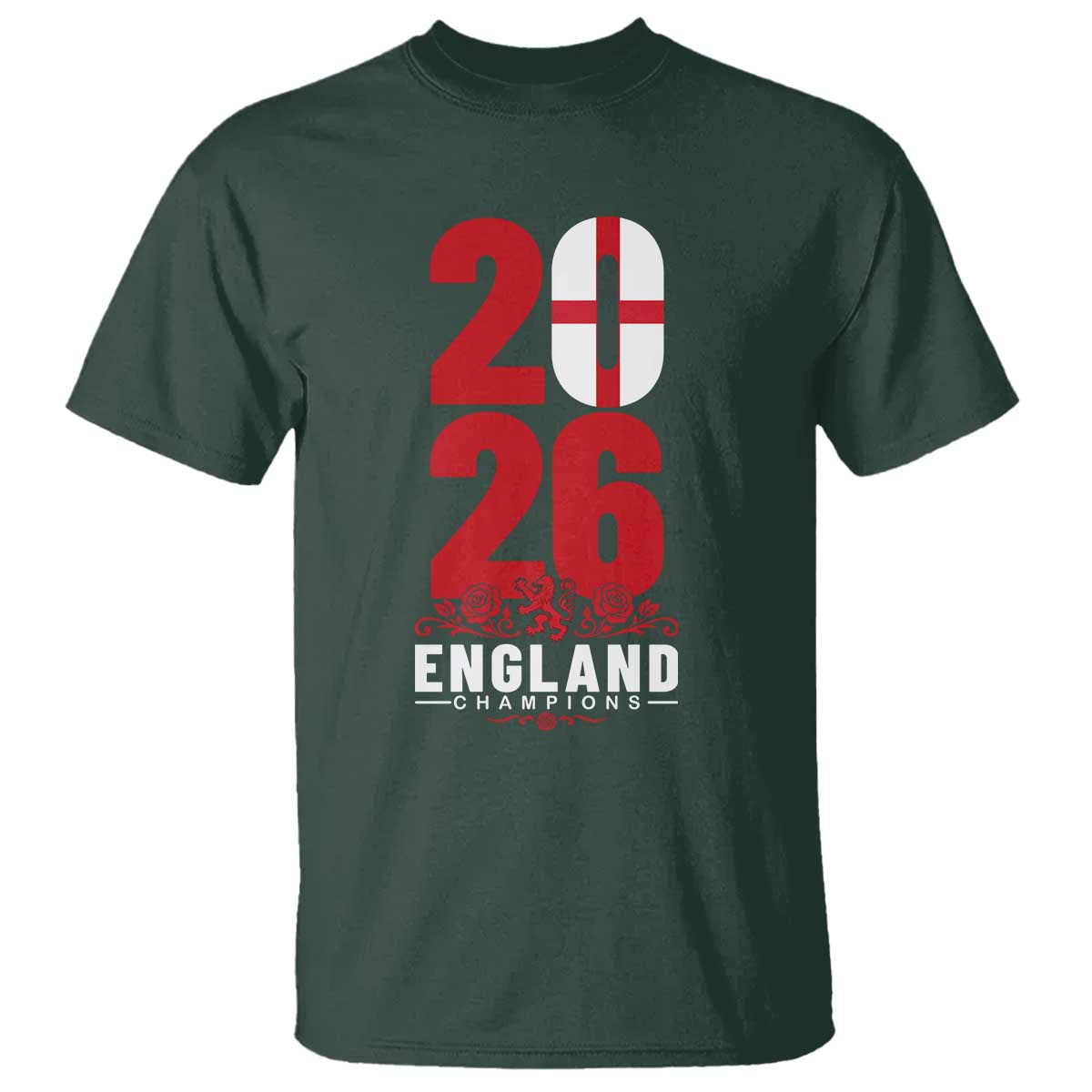 Vintage England Champions T Shirt Football Supporter Graphic TS12 Dark Forest Green Print Your Wear