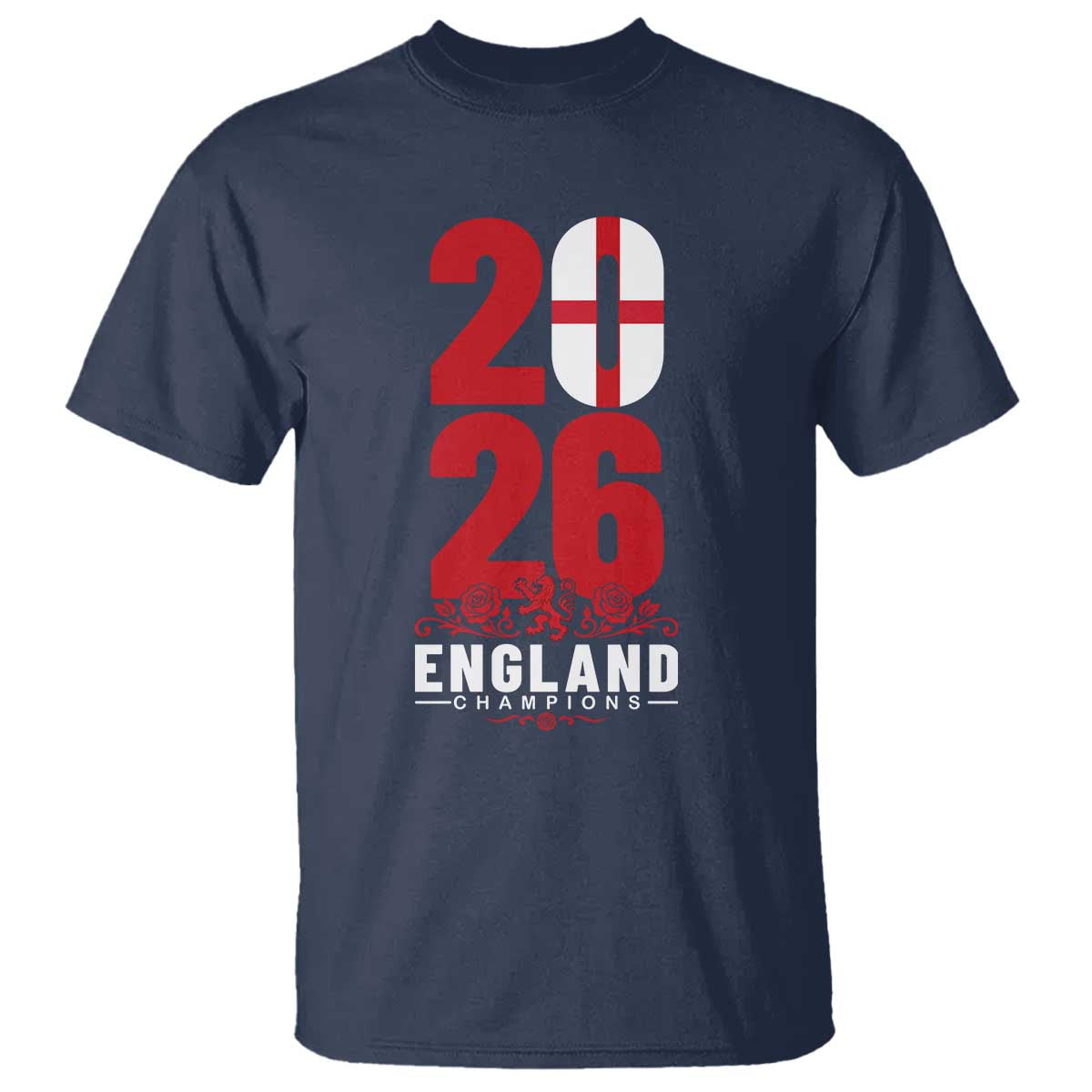 Vintage England Champions T Shirt Football Supporter Graphic TS12 Navy Print Your Wear