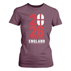 Vintage England Champions T Shirt For Women Football Supporter Graphic TS12 Maroon Print Your Wear