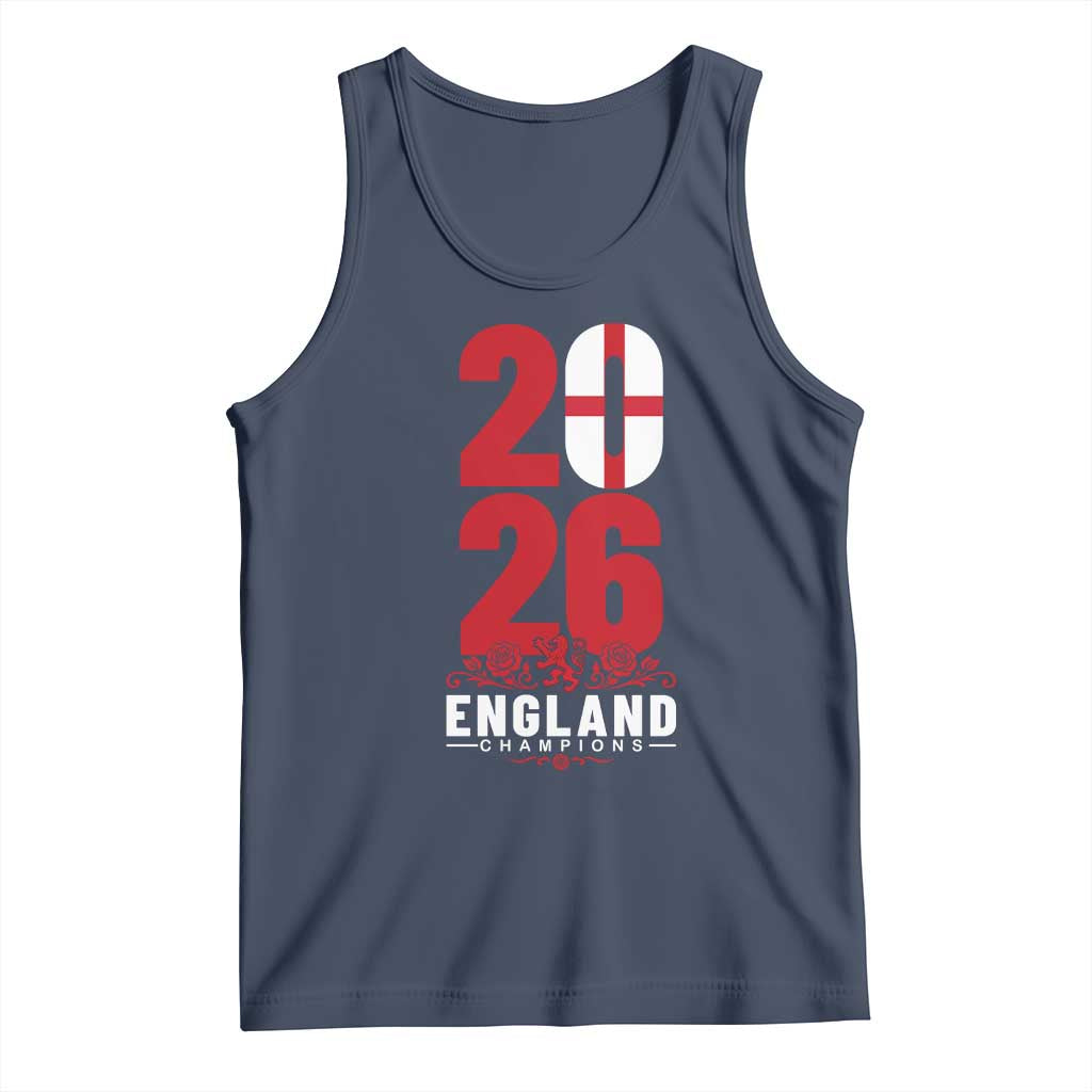 Vintage England Champions Tank Top Football Supporter Graphic TS12 Navy Print Your Wear
