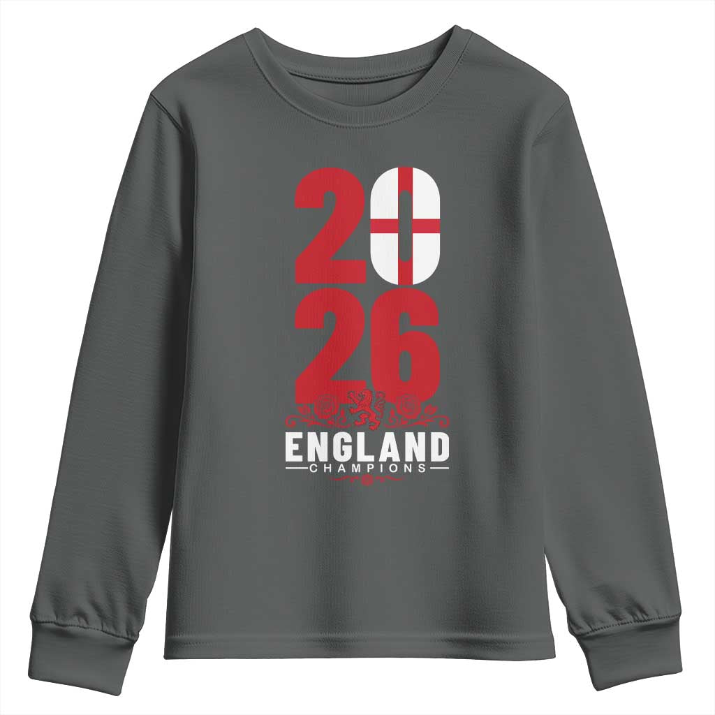 Vintage England Champions Youth Sweatshirt Football Supporter Graphic TS12 Dark Heather Print Your Wear