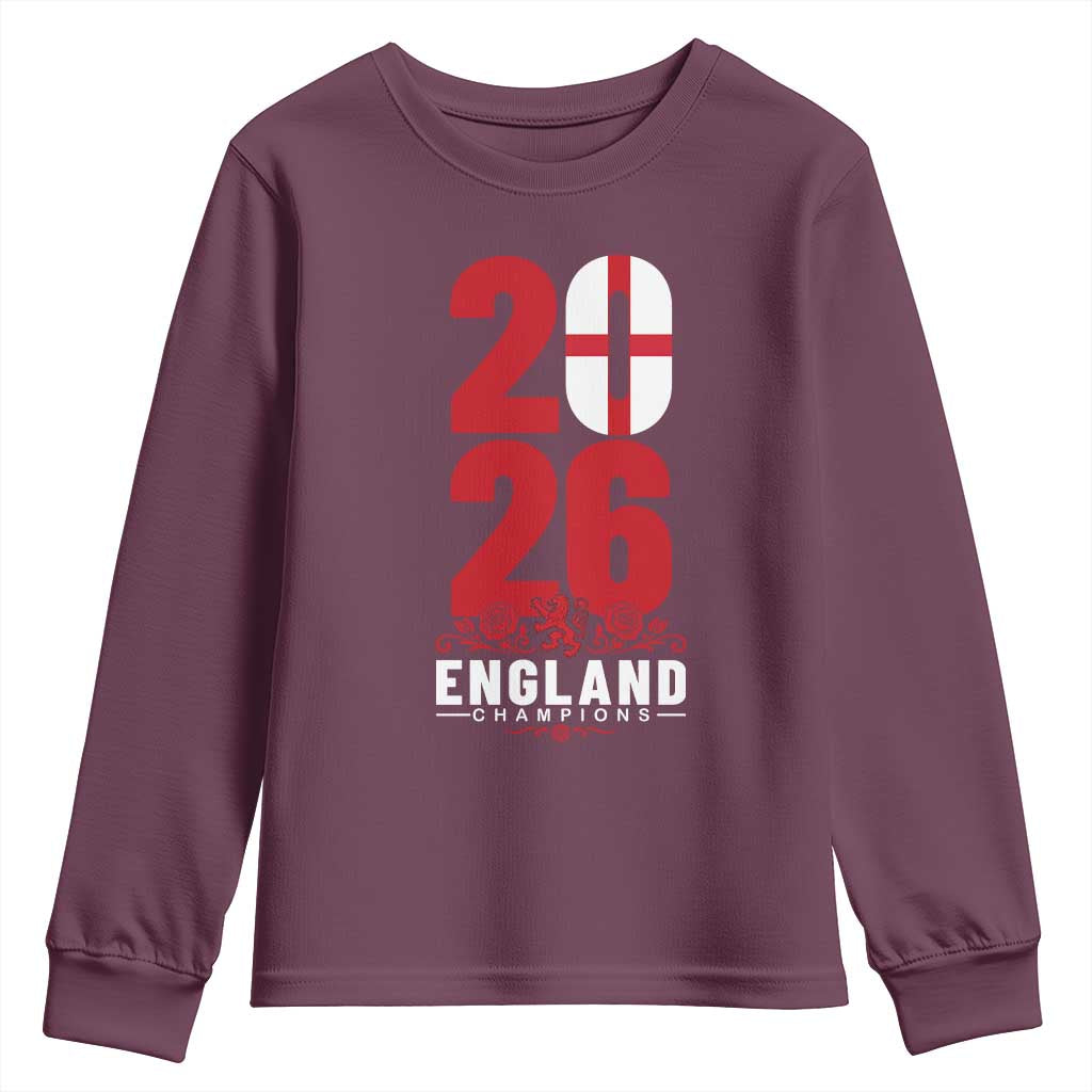 Vintage England Champions Youth Sweatshirt Football Supporter Graphic TS12 Maroon Print Your Wear