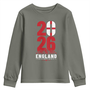 Vintage England Champions Youth Sweatshirt Football Supporter Graphic TS12 Military Green Print Your Wear