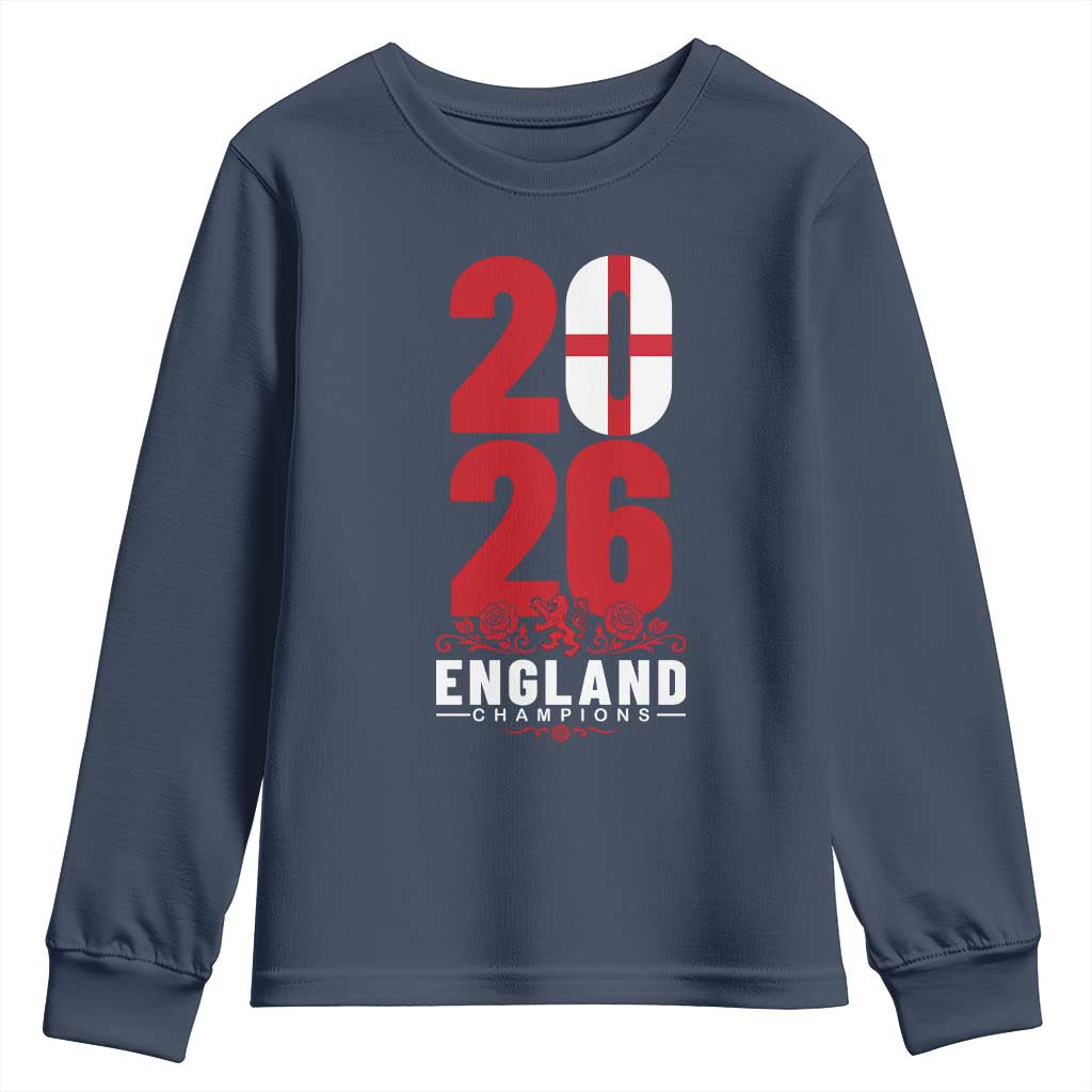 Vintage England Champions Youth Sweatshirt Football Supporter Graphic TS12 Navy Print Your Wear