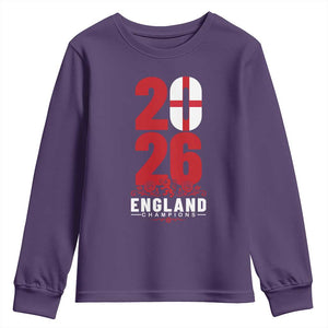 Vintage England Champions Youth Sweatshirt Football Supporter Graphic TS12 Purple Print Your Wear