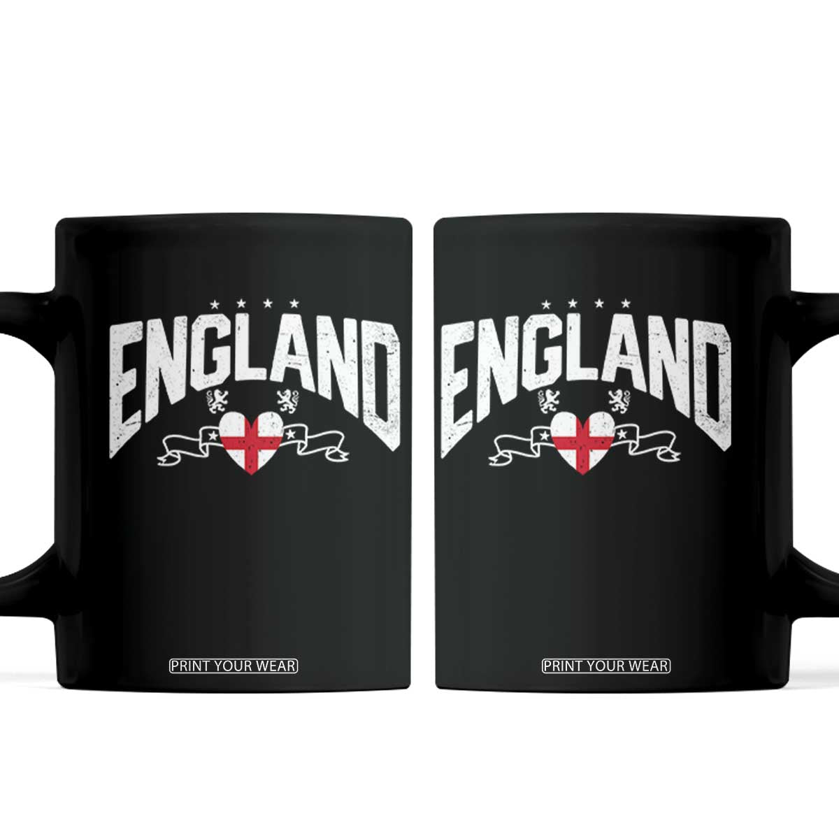 England Flag Heart Coffee Mug Patriotic English Pride Graphic Gift TS12 Black Print Your Wear