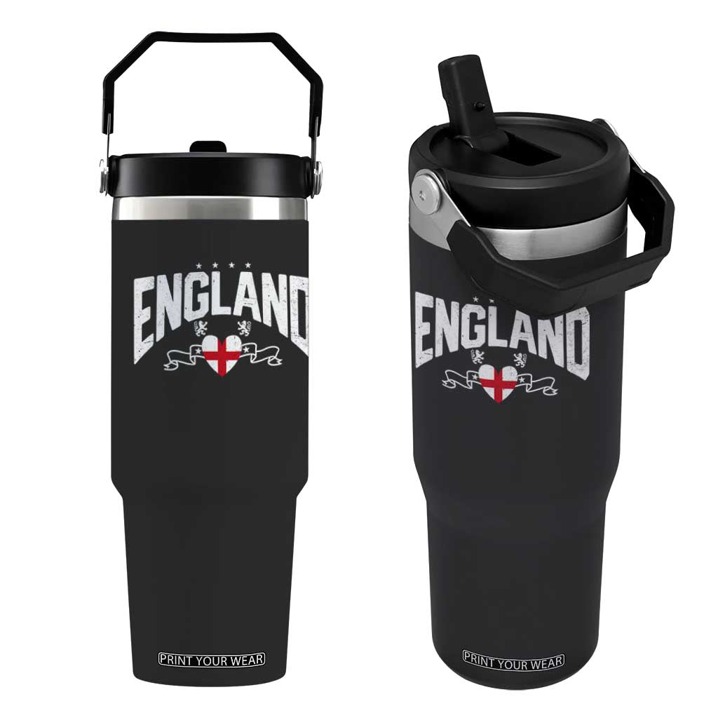 England Flag Heart Flip Straw Tumbler Patriotic English Pride Graphic Gift TS12 One Size: 30 oz Black Print Your Wear