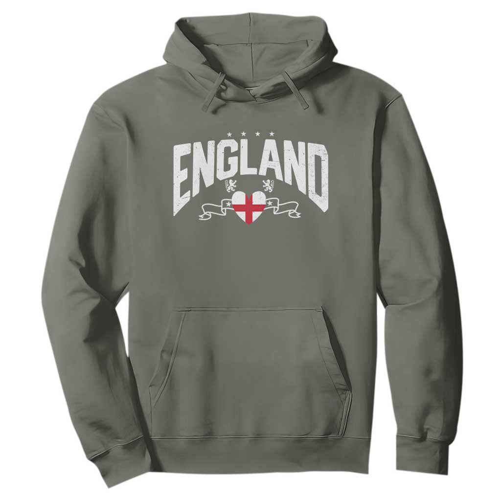 England Flag Heart Hoodie Patriotic English Pride Graphic Gift TS12 Military Green Print Your Wear