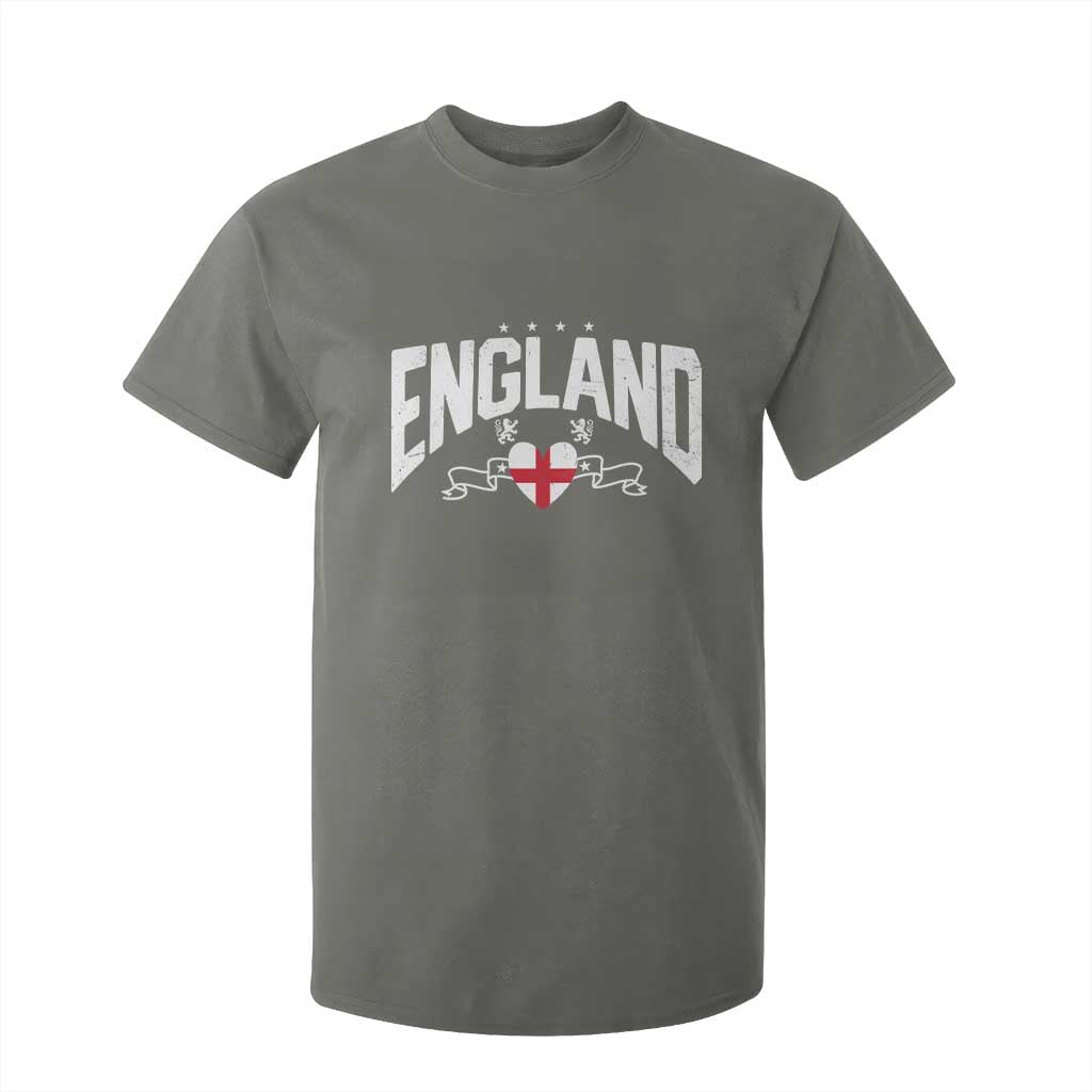 England Flag Heart T Shirt For Kid Patriotic English Pride Graphic Gift TS12 Military Green Print Your Wear