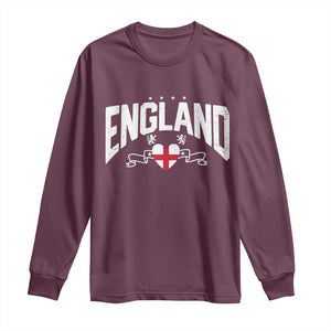 England Flag Heart Long Sleeve Shirt Patriotic English Pride Graphic Gift TS12 Maroon Print Your Wear
