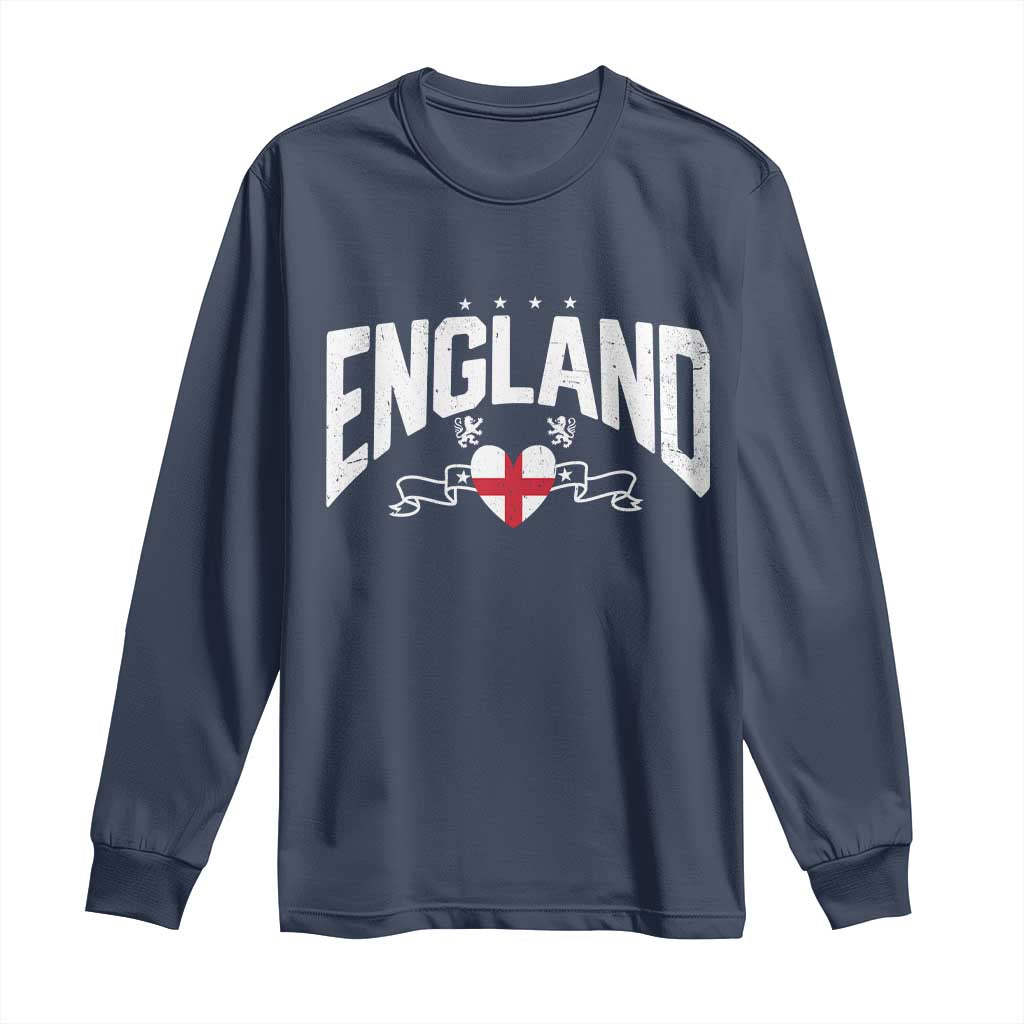 England Flag Heart Long Sleeve Shirt Patriotic English Pride Graphic Gift TS12 Navy Print Your Wear