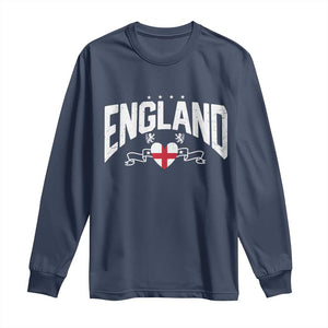 England Flag Heart Long Sleeve Shirt Patriotic English Pride Graphic Gift TS12 Navy Print Your Wear