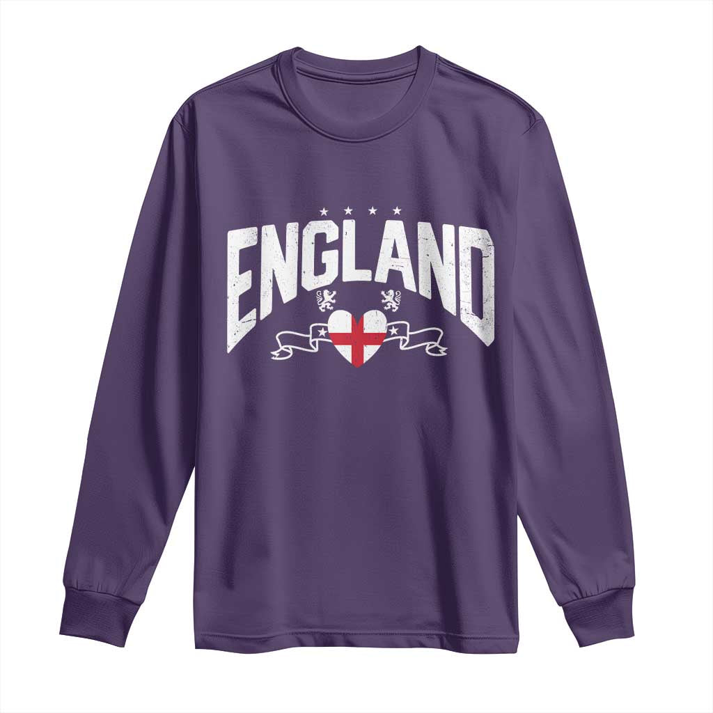 England Flag Heart Long Sleeve Shirt Patriotic English Pride Graphic Gift TS12 Purple Print Your Wear