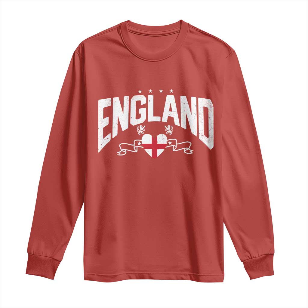 England Flag Heart Long Sleeve Shirt Patriotic English Pride Graphic Gift TS12 Red Print Your Wear