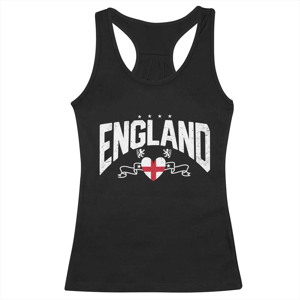 England Flag Heart Racerback Tank Top Patriotic English Pride Graphic Gift TS12 Black Print Your Wear