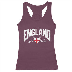 England Flag Heart Racerback Tank Top Patriotic English Pride Graphic Gift TS12 Maroon Print Your Wear