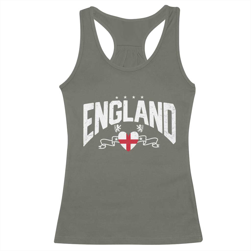 England Flag Heart Racerback Tank Top Patriotic English Pride Graphic Gift TS12 Military Green Print Your Wear