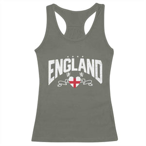 England Flag Heart Racerback Tank Top Patriotic English Pride Graphic Gift TS12 Military Green Print Your Wear