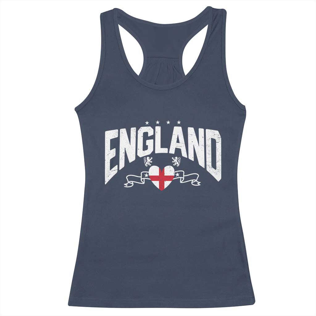 England Flag Heart Racerback Tank Top Patriotic English Pride Graphic Gift TS12 Navy Print Your Wear