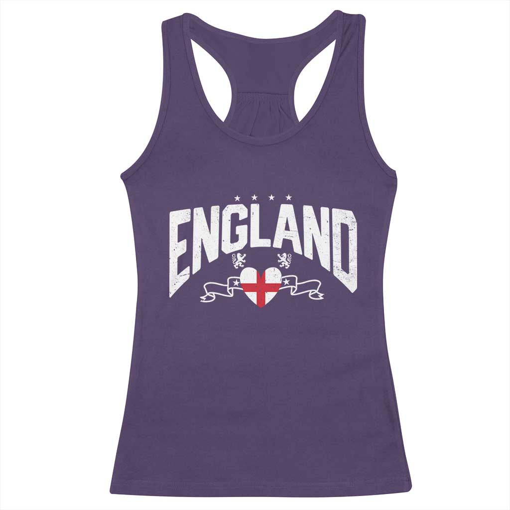 England Flag Heart Racerback Tank Top Patriotic English Pride Graphic Gift TS12 Purple Print Your Wear
