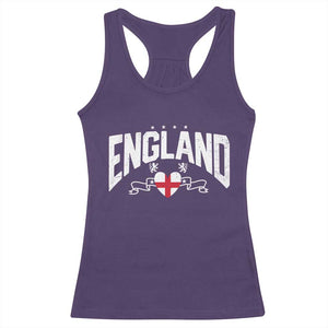 England Flag Heart Racerback Tank Top Patriotic English Pride Graphic Gift TS12 Purple Print Your Wear
