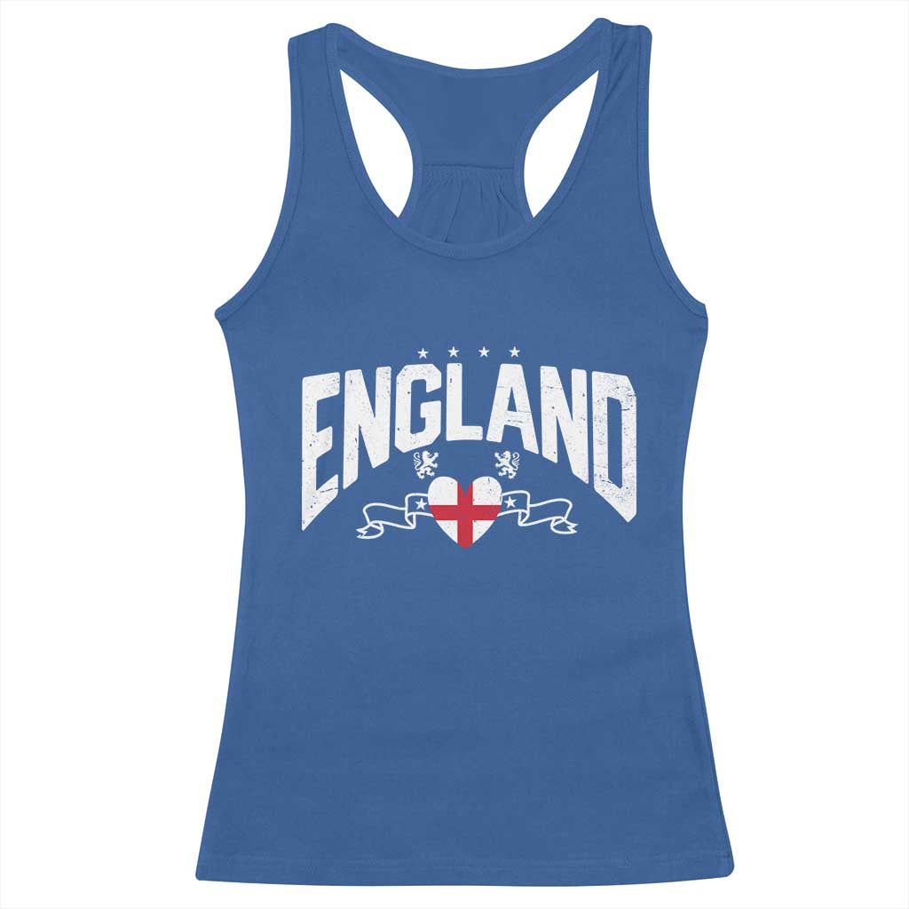 England Flag Heart Racerback Tank Top Patriotic English Pride Graphic Gift TS12 Royal Blue Print Your Wear