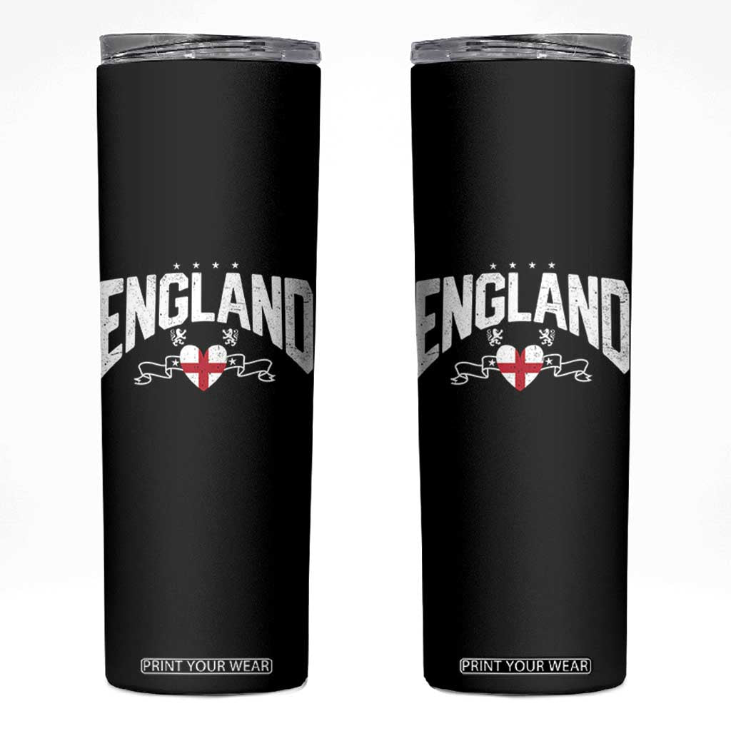 England Flag Heart Skinny Tumbler Patriotic English Pride Graphic Gift TS12 Black Print Your Wear