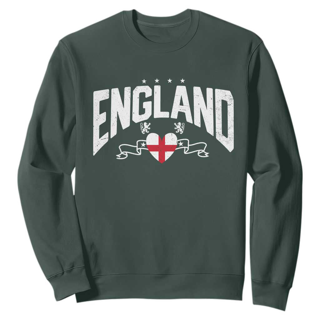 England Flag Heart Sweatshirt Patriotic English Pride Graphic Gift TS12 Dark Forest Green Print Your Wear