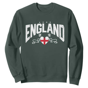 England Flag Heart Sweatshirt Patriotic English Pride Graphic Gift TS12 Dark Forest Green Print Your Wear