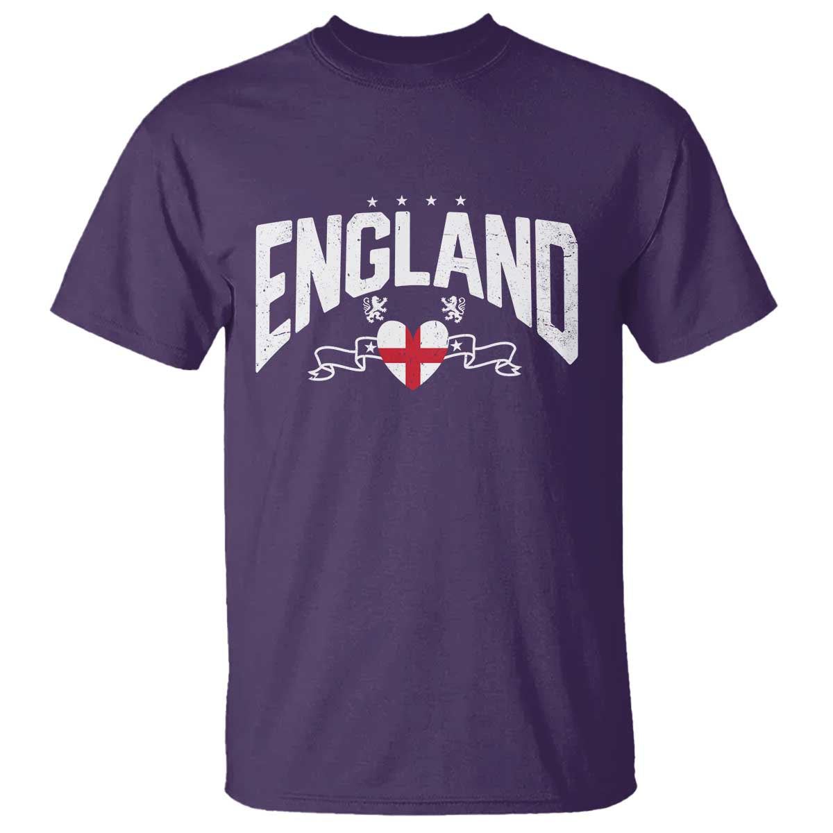 England Flag Heart T Shirt Patriotic English Pride Graphic Gift TS12 Purple Print Your Wear