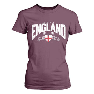England Flag Heart T Shirt For Women Patriotic English Pride Graphic Gift TS12 Maroon Print Your Wear