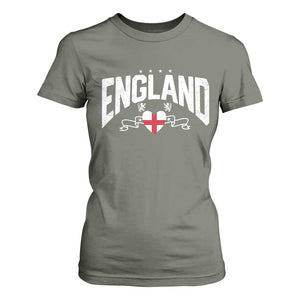 England Flag Heart T Shirt For Women Patriotic English Pride Graphic Gift TS12 Military Green Print Your Wear