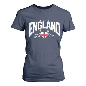 England Flag Heart T Shirt For Women Patriotic English Pride Graphic Gift TS12 Navy Print Your Wear
