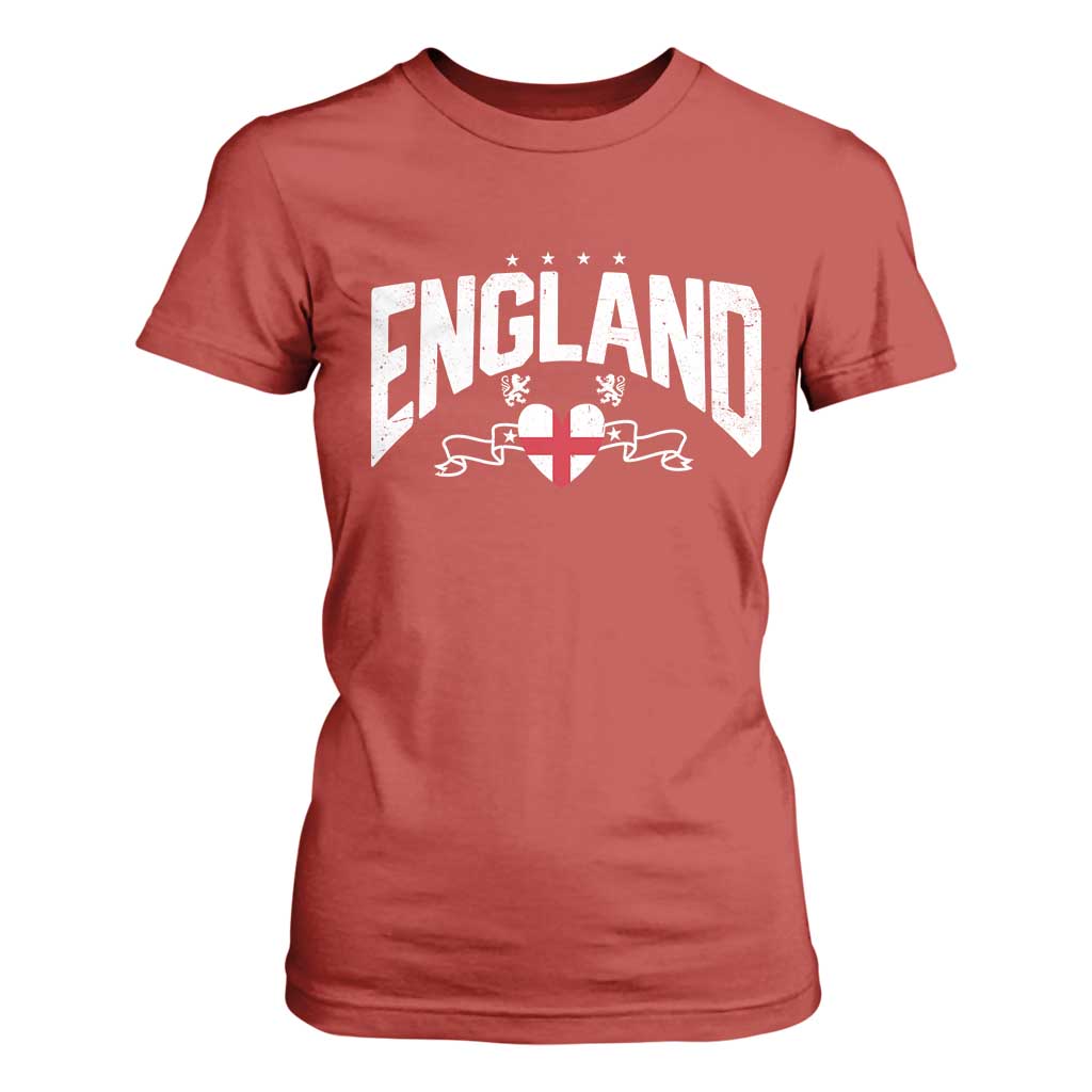 England Flag Heart T Shirt For Women Patriotic English Pride Graphic Gift TS12 Red Print Your Wear