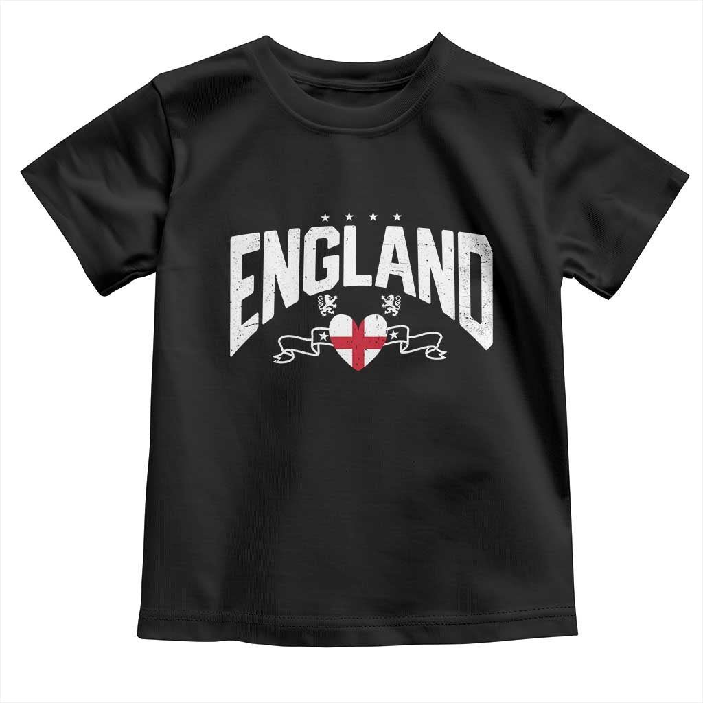 England Flag Heart Toddler T Shirt Patriotic English Pride Graphic Gift TS12 Black Print Your Wear