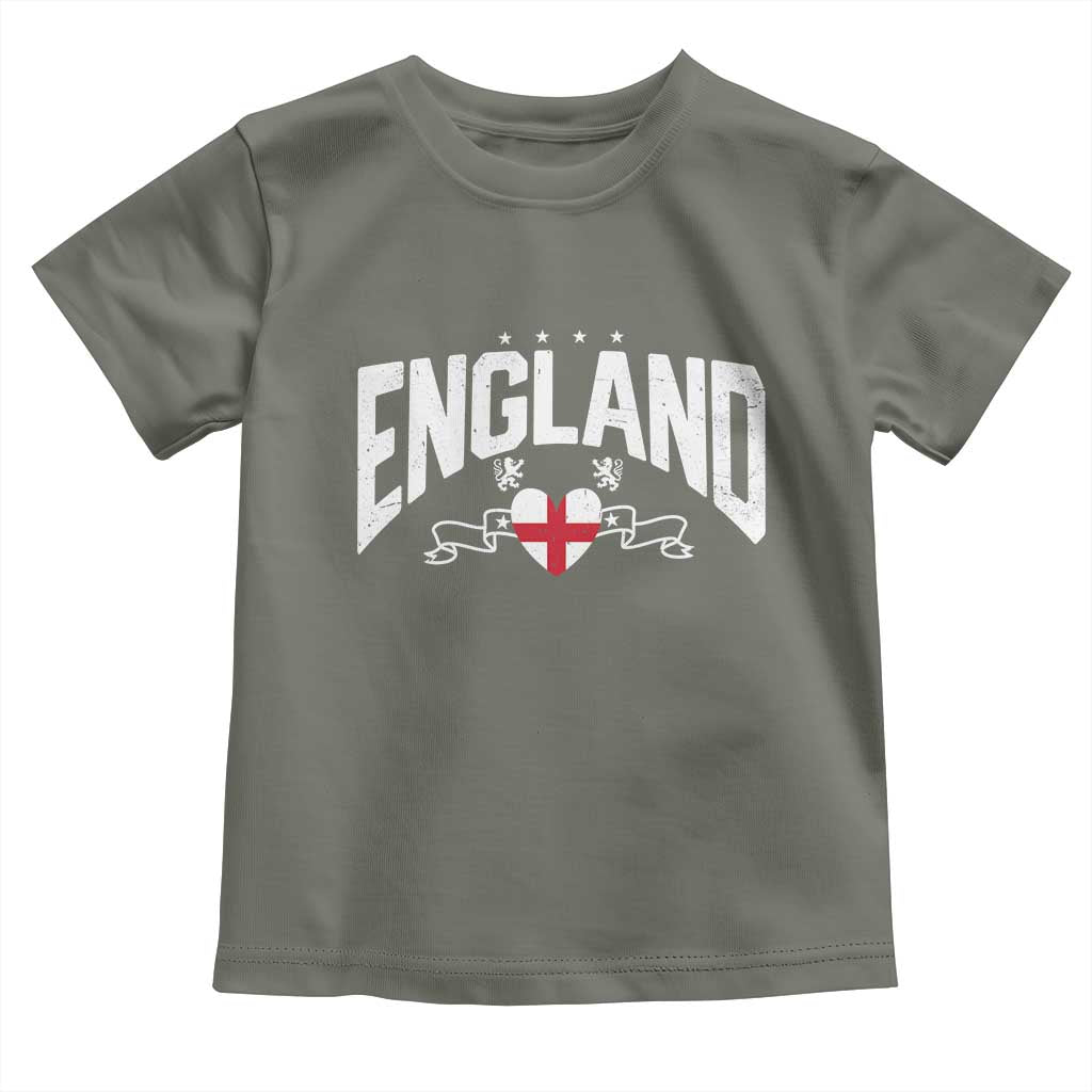 England Flag Heart Toddler T Shirt Patriotic English Pride Graphic Gift TS12 Military Green Print Your Wear