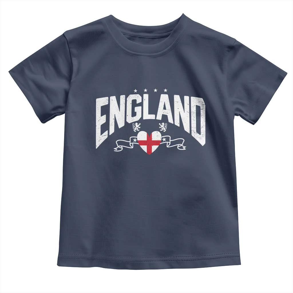 England Flag Heart Toddler T Shirt Patriotic English Pride Graphic Gift TS12 Navy Print Your Wear