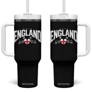 England Flag Heart Tumbler With Handle Patriotic English Pride Graphic Gift TS12 One Size: 40 oz Black Print Your Wear