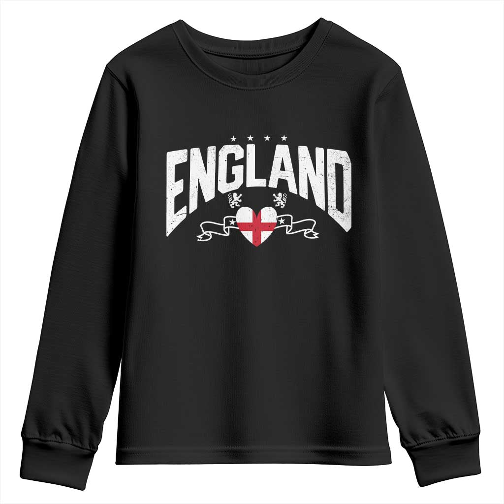 England Flag Heart Youth Sweatshirt Patriotic English Pride Graphic Gift TS12 Black Print Your Wear