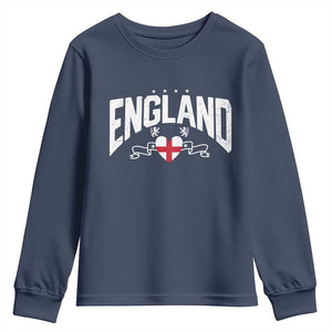 England Flag Heart Youth Sweatshirt Patriotic English Pride Graphic Gift TS12 Navy Print Your Wear