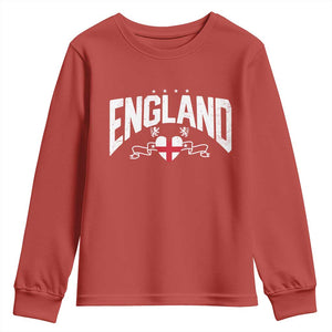 England Flag Heart Youth Sweatshirt Patriotic English Pride Graphic Gift TS12 Red Print Your Wear