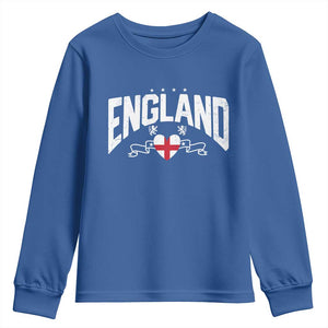 England Flag Heart Youth Sweatshirt Patriotic English Pride Graphic Gift TS12 Royal Blue Print Your Wear