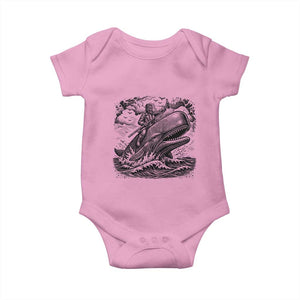 Funny Skeleton Whale Rider Baby Onesie Dark Maritime Gothic Vintage Nautical Graphic