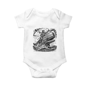 Funny Skeleton Whale Rider Baby Onesie Dark Maritime Gothic Vintage Nautical Graphic