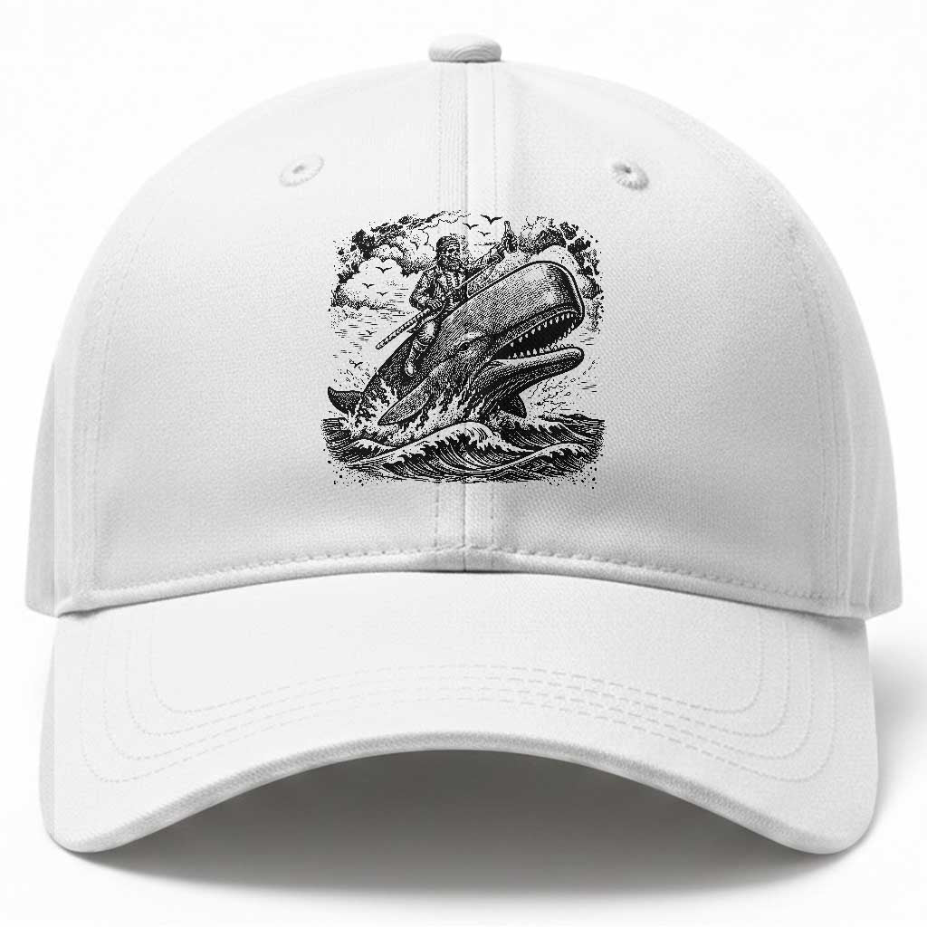 Funny Skeleton Whale Rider Baseball Cap Dark Maritime Gothic Vintage Nautical Graphic TS12 Print Your Wear