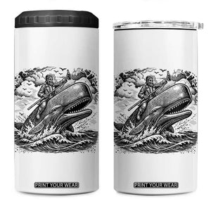 Funny Skeleton Whale Rider 4 in 1 Can Cooler Tumbler Dark Maritime Gothic Vintage Nautical Graphic