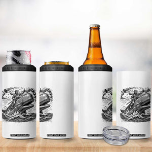 Funny Skeleton Whale Rider 4 in 1 Can Cooler Tumbler Dark Maritime Gothic Vintage Nautical Graphic
